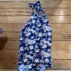 American eagle halter open back bodysuit floral